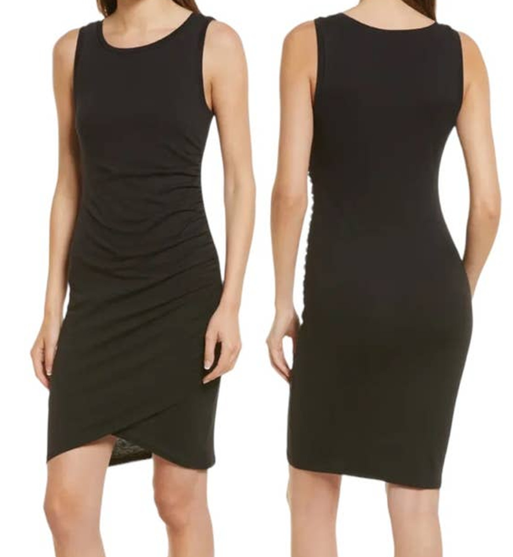 Treasure & Bond dress ruched sleeveless black X-Small XS